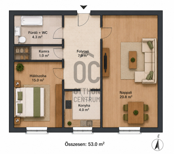 2 bed · 53m² · Lakás · 135.000.000 Ft